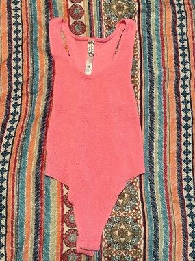 Free People Pink Textured Bodysuit